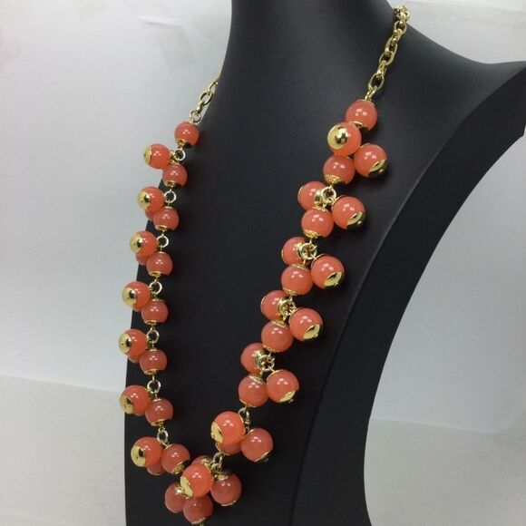 J. Crew Goldtone Pink Cluster Beads Necklace 24" NWOT - Picture 2 of 5